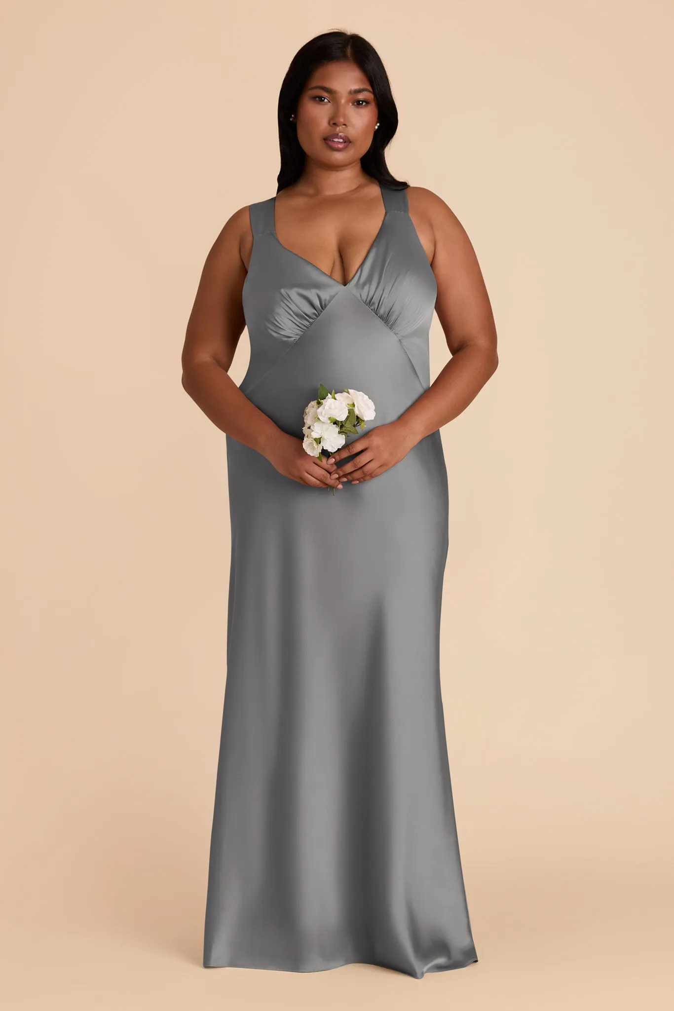 Veronica Matte Satin Dress - Silver sold by Birdy Grey product image thumbnail 2