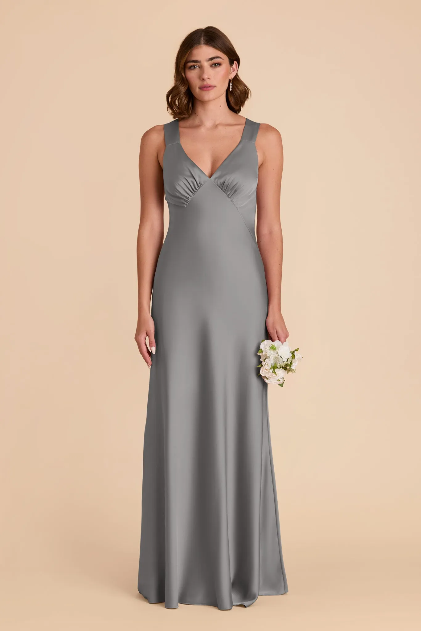 Veronica Matte Satin Dress - Silver sold by Birdy Grey