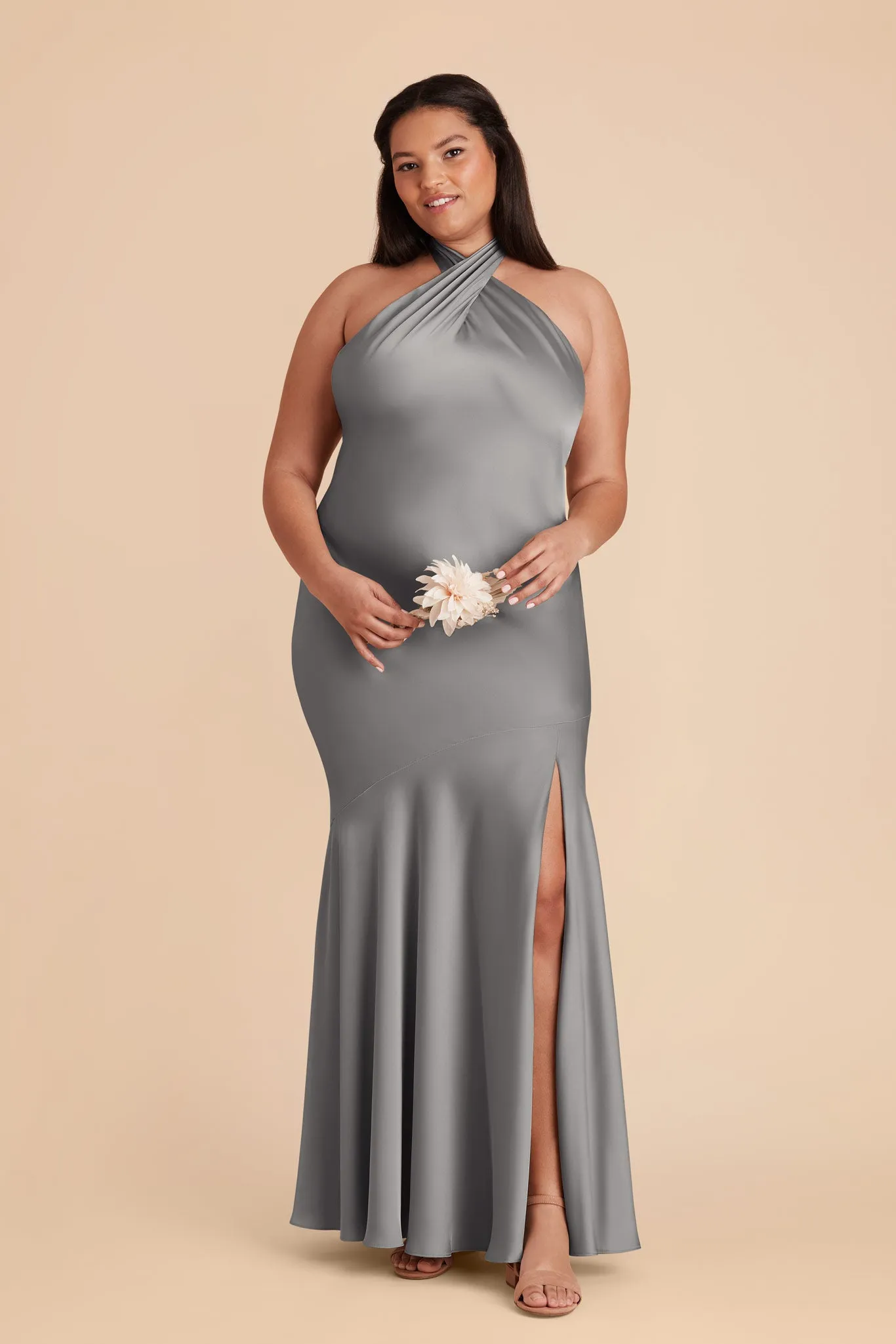 Stephanie Matte Satin Dress - Silver sold by Birdy Grey product image thumbnail 2