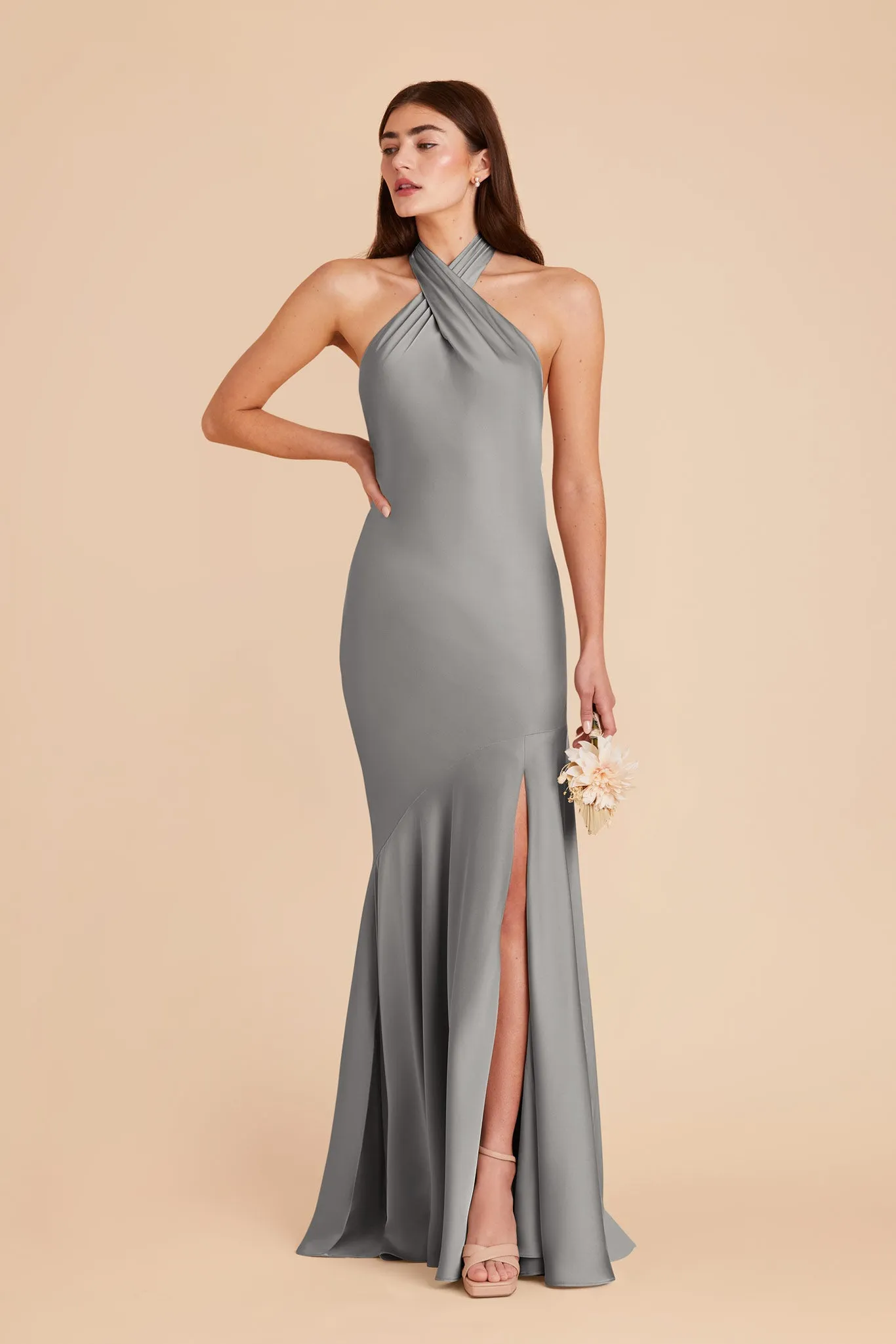 Stephanie Matte Satin Dress - Silver sold by Birdy Grey product image thumbnail 3