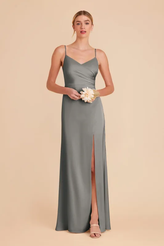 Catherine Matte Satin Dress - Silver sold by Birdy Grey