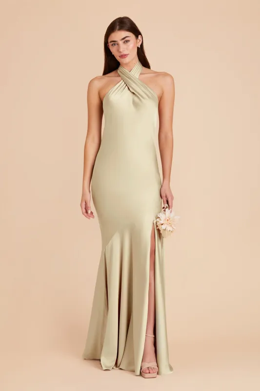 Stephanie Matte Satin Dress - Prosecco sold by Birdy Grey