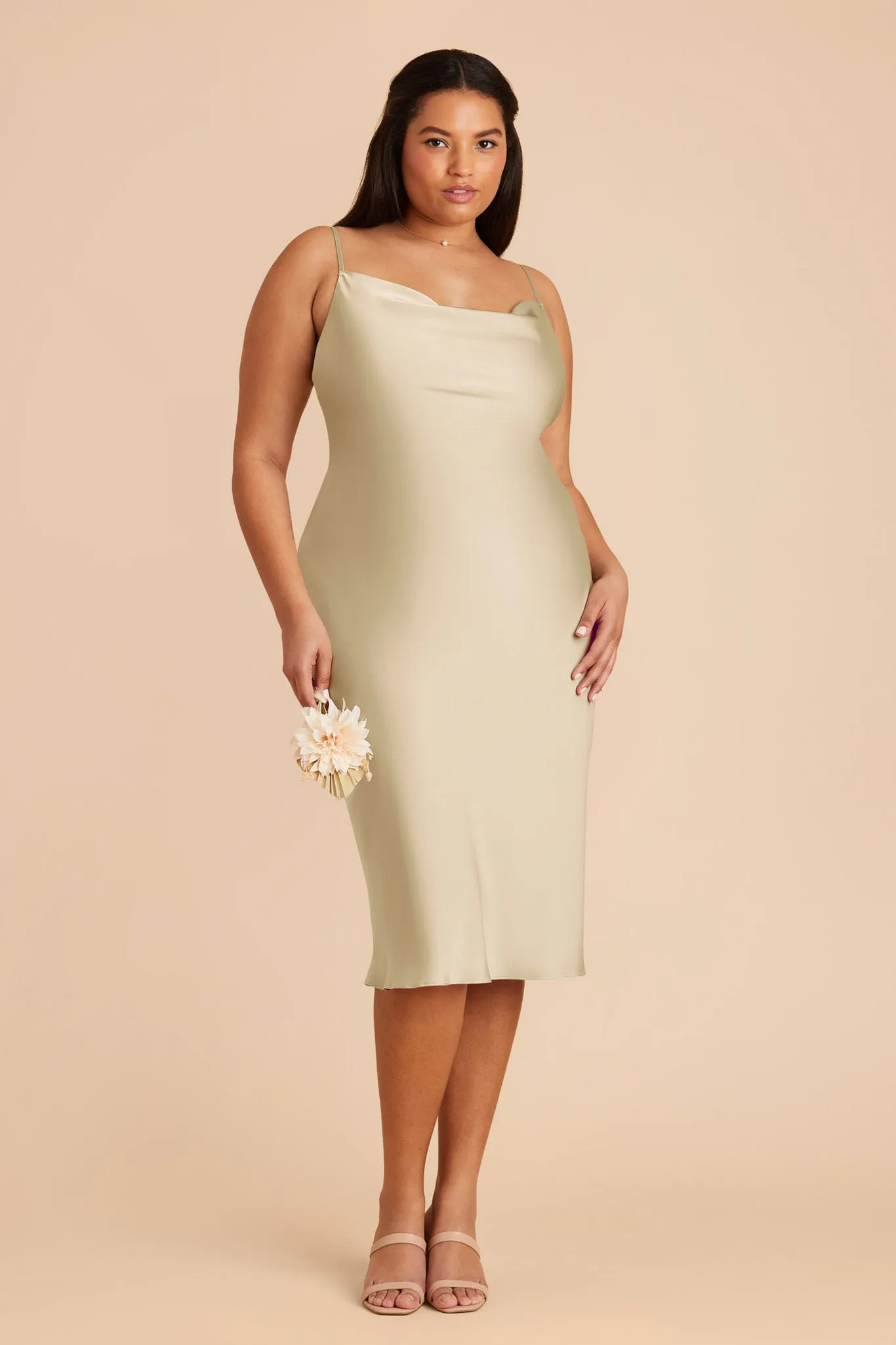 Lisa Matte Satin Midi Dress - Prosecco sold by Birdy Grey product image thumbnail 2