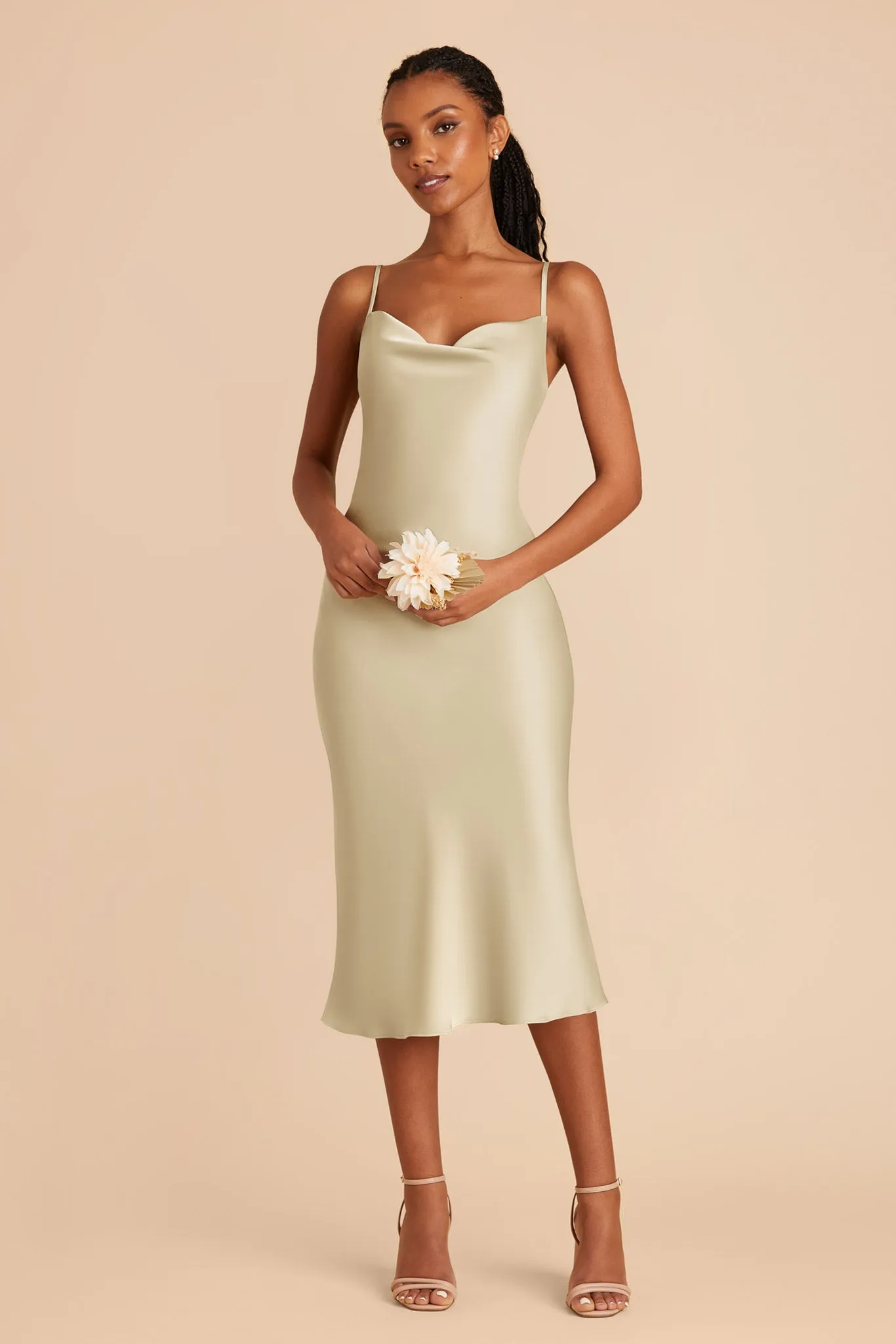Lisa Matte Satin Midi Dress - Prosecco sold by Birdy Grey product image thumbnail 4