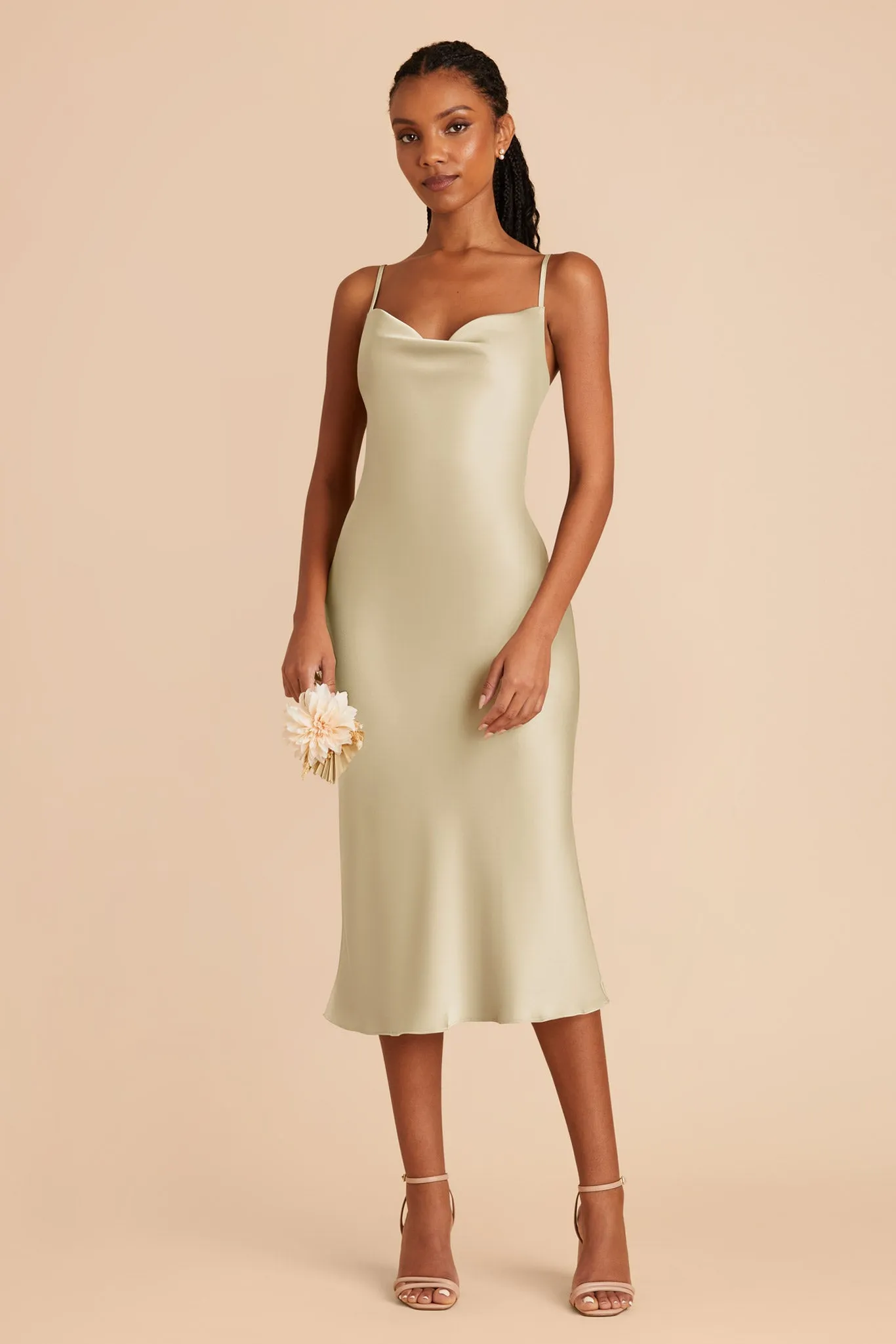 Lisa Matte Satin Midi Dress - Prosecco sold by Birdy Grey product image thumbnail 3
