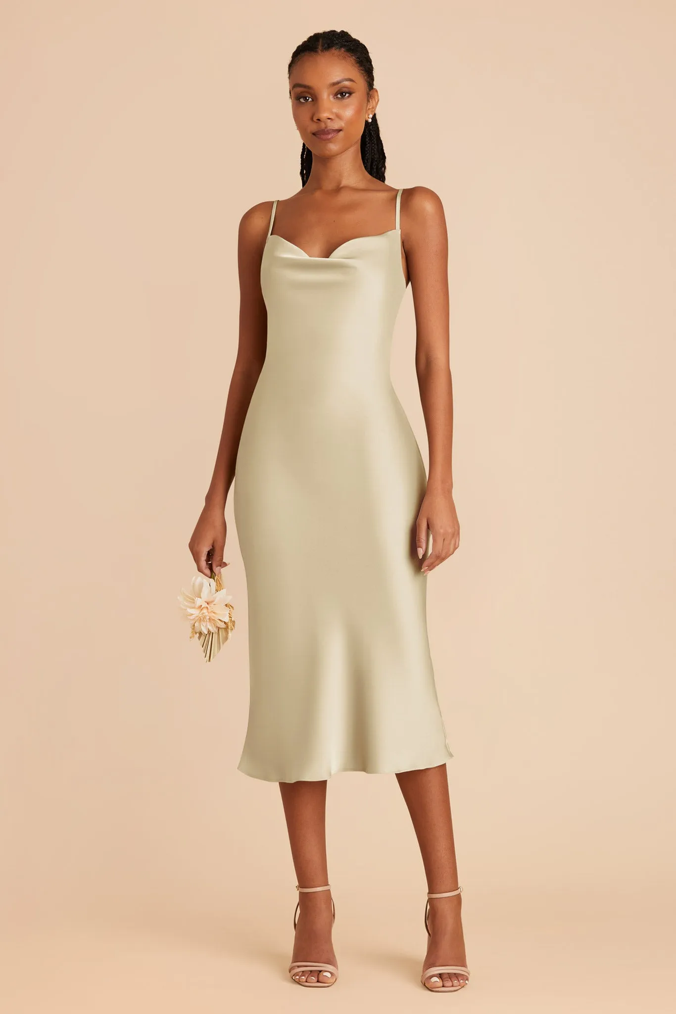 Lisa Matte Satin Midi Dress - Prosecco sold by Birdy Grey