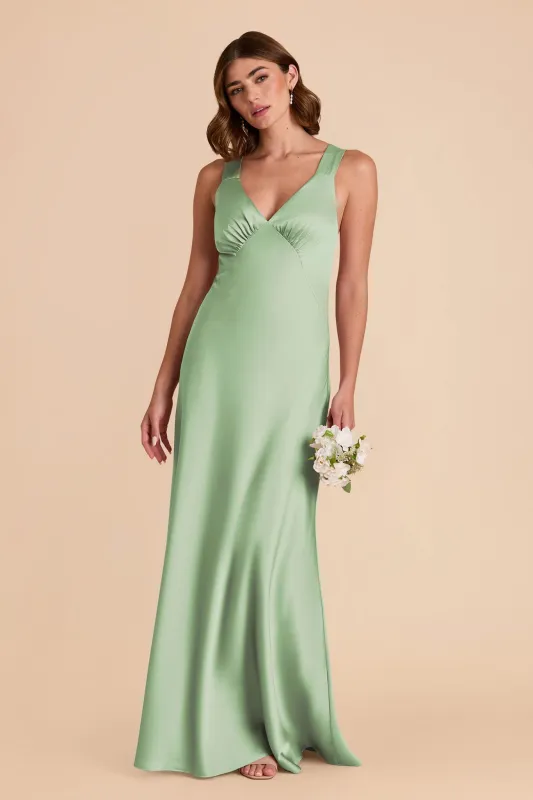 Veronica Matte Satin Dress - Pistachio sold by Birdy Grey