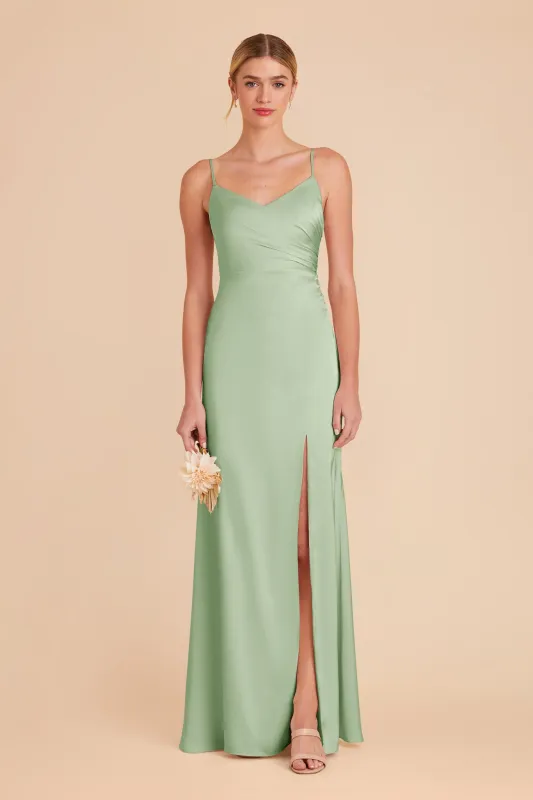 Catherine Matte Satin Dress - Pistachio sold by Birdy Grey