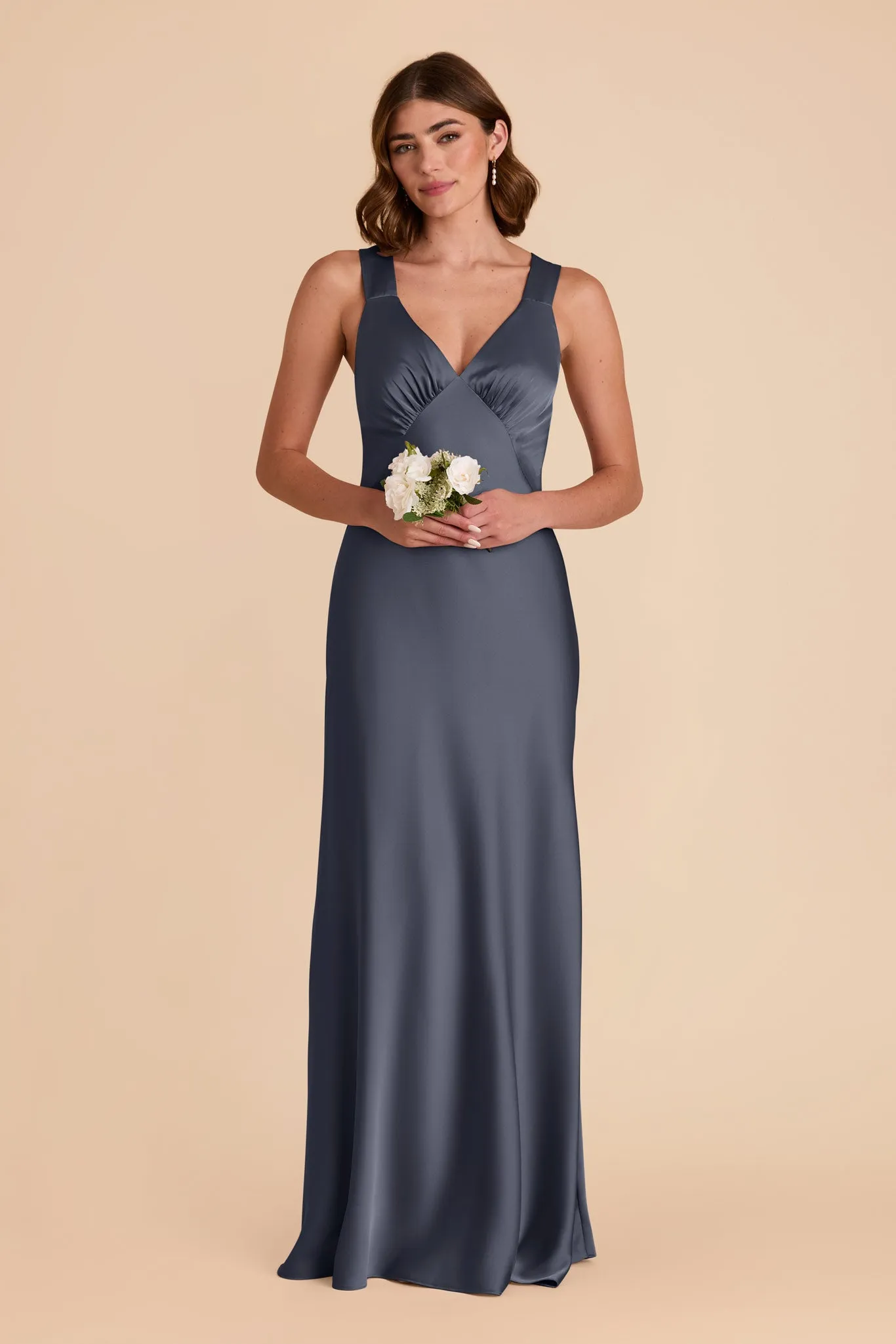 Veronica Matte Satin Dress - Dusk Blue sold by Birdy Grey product image thumbnail 3