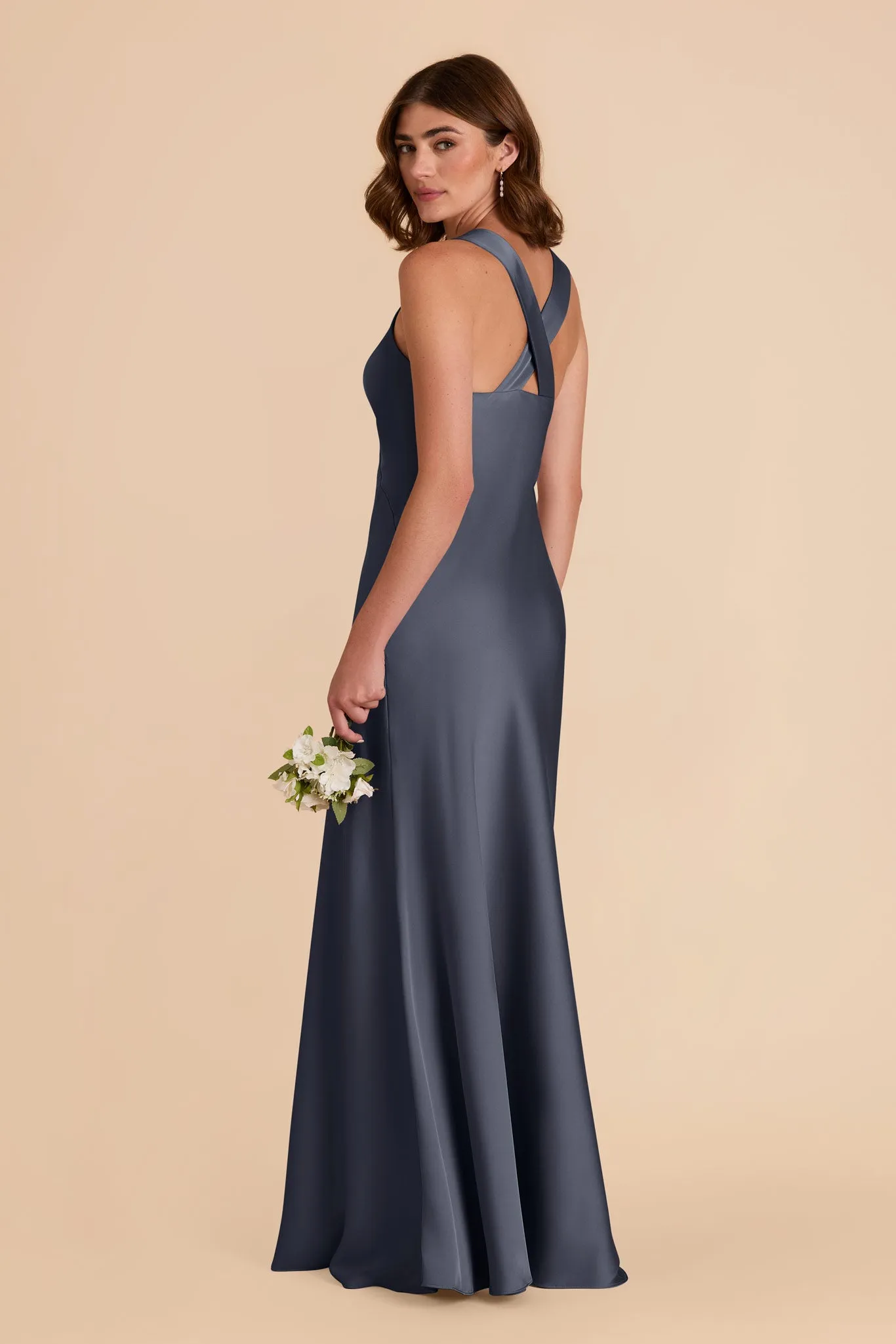 Veronica Matte Satin Dress - Dusk Blue sold by Birdy Grey product image thumbnail 5