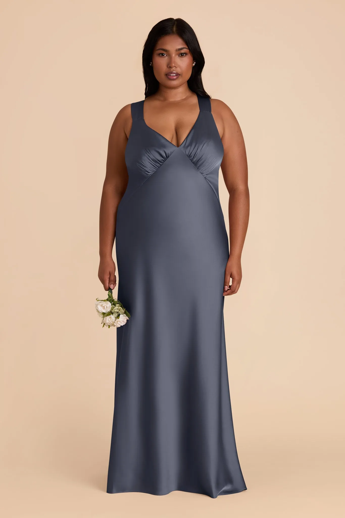 Veronica Matte Satin Dress - Dusk Blue sold by Birdy Grey product image thumbnail 2
