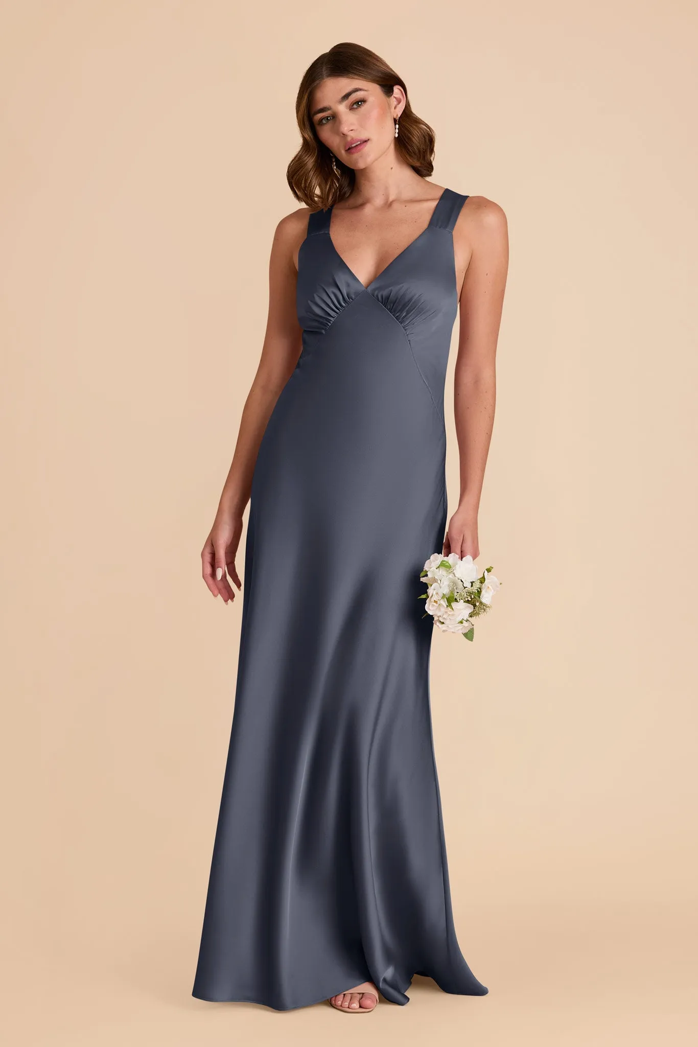 Veronica Matte Satin Dress - Dusk Blue sold by Birdy Grey product image thumbnail 4