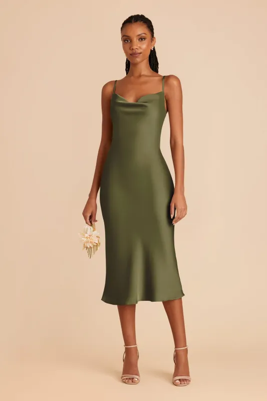 Lisa Matte Satin Midi Dress - Martini sold by Birdy Grey
