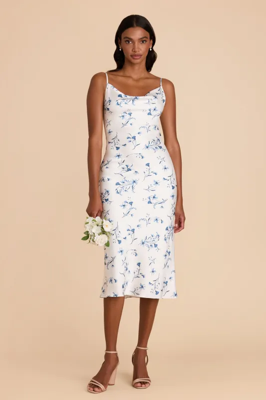 Lisa Matte Satin Midi Dress - Blue Le Fleur sold by Birdy Grey