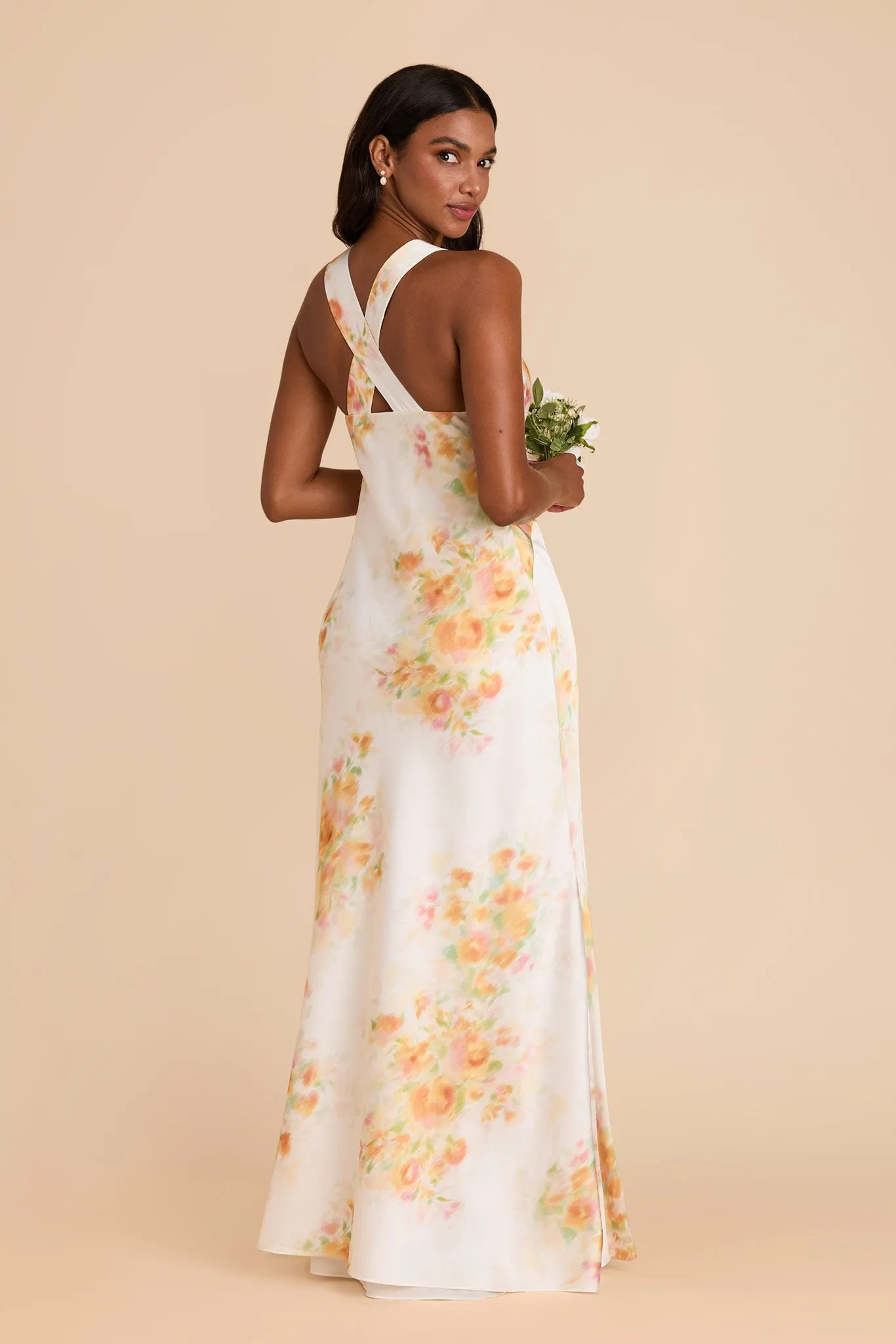 Veronica Matte Satin Dress - White Blurred Floral sold by Birdy Grey product image thumbnail 3