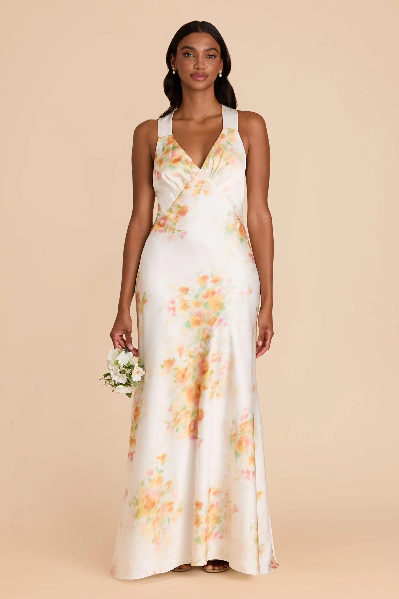 Veronica Matte Satin Dress - White Blurred Floral sold by Birdy Grey product image thumbnail 2