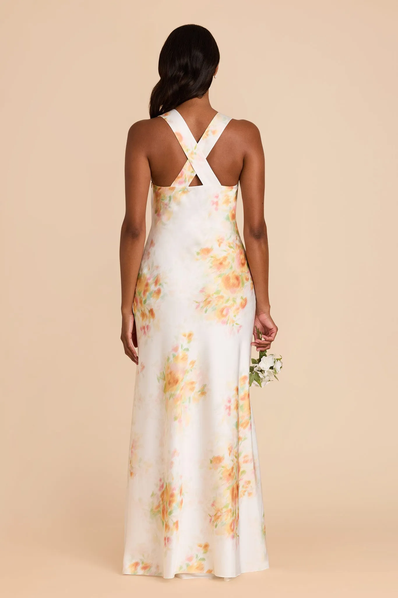 Veronica Matte Satin Dress - White Blurred Floral sold by Birdy Grey product image thumbnail 4