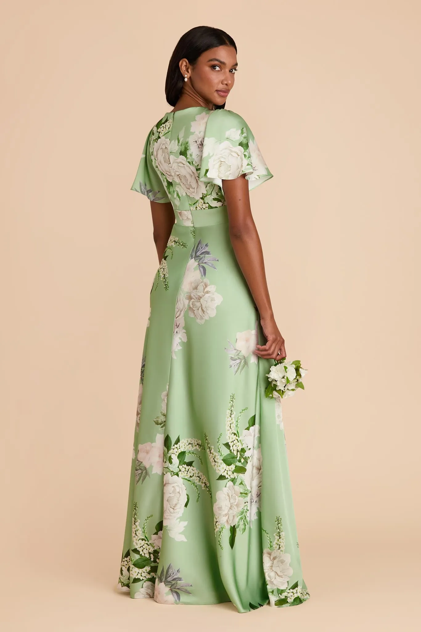 Marni Matte Satin Dress - Pistachio Garden Bloom sold by Birdy Grey product image thumbnail 4