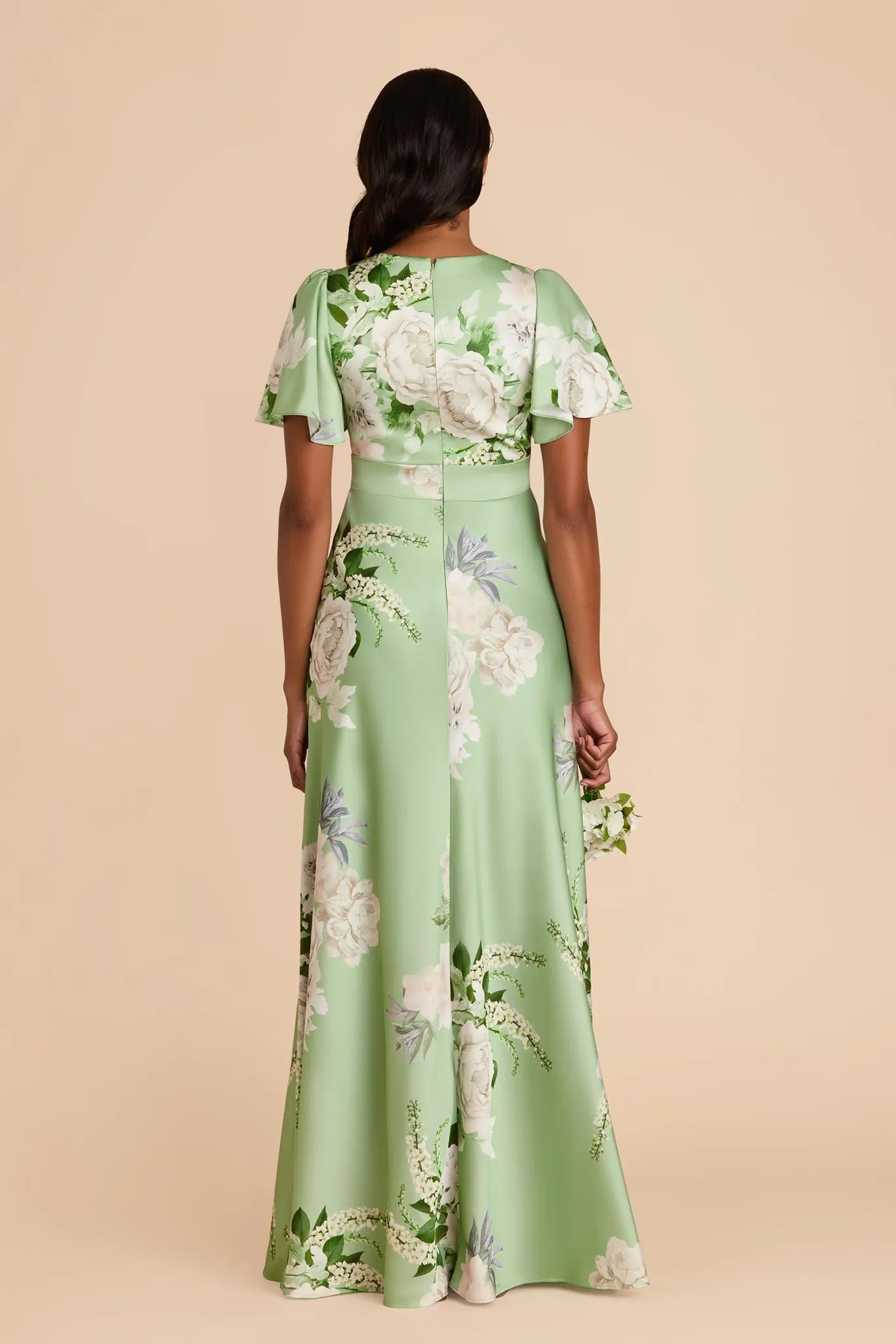 Marni Matte Satin Dress - Pistachio Garden Bloom sold by Birdy Grey product image thumbnail 5