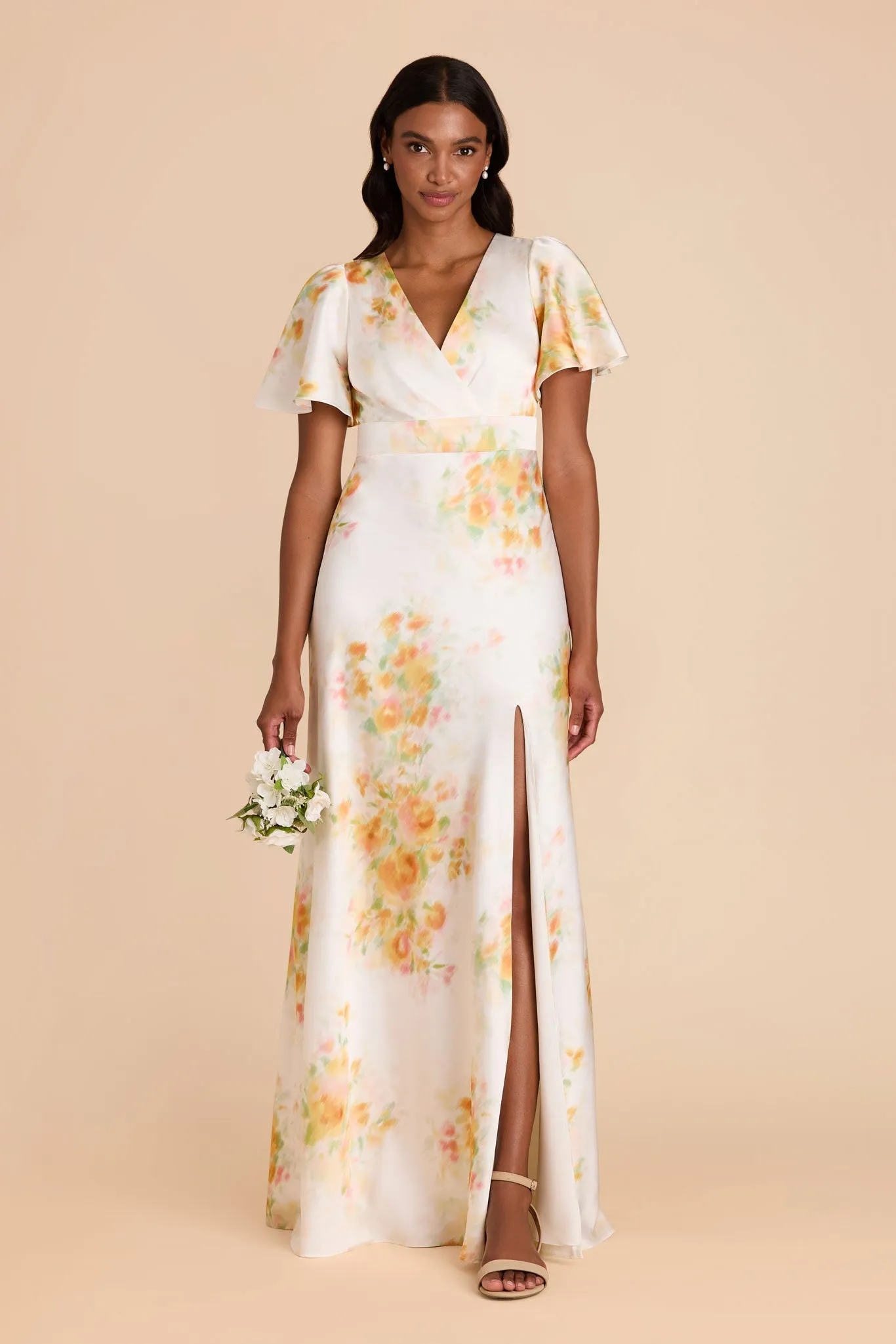 Marni Matte Satin Dress - White Blurred Floral sold by Birdy Grey