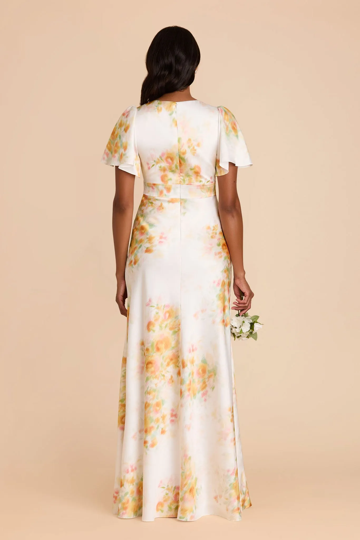 Marni Matte Satin Dress - White Blurred Floral sold by Birdy Grey product image thumbnail 4