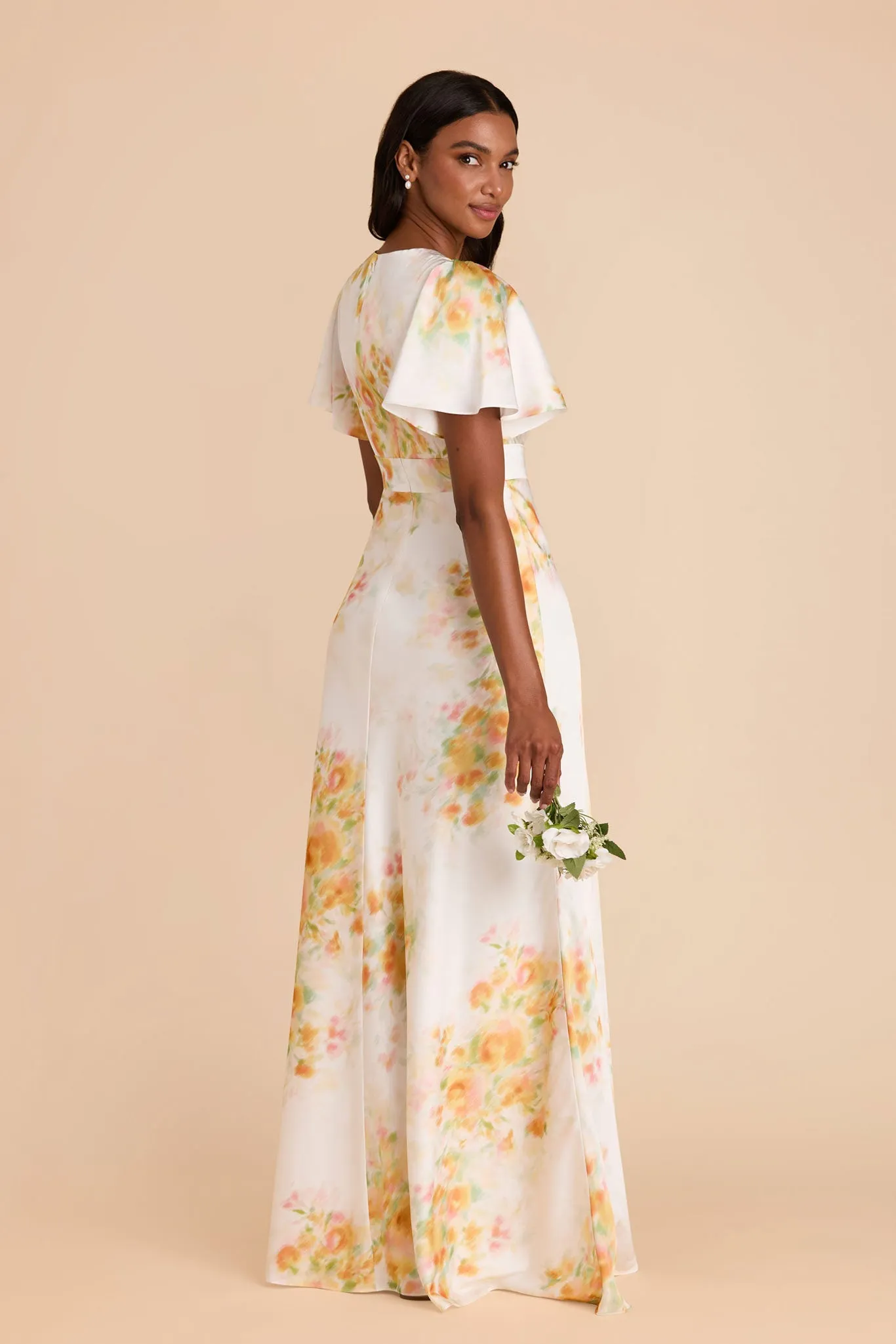 Marni Matte Satin Dress - White Blurred Floral sold by Birdy Grey product image thumbnail 3