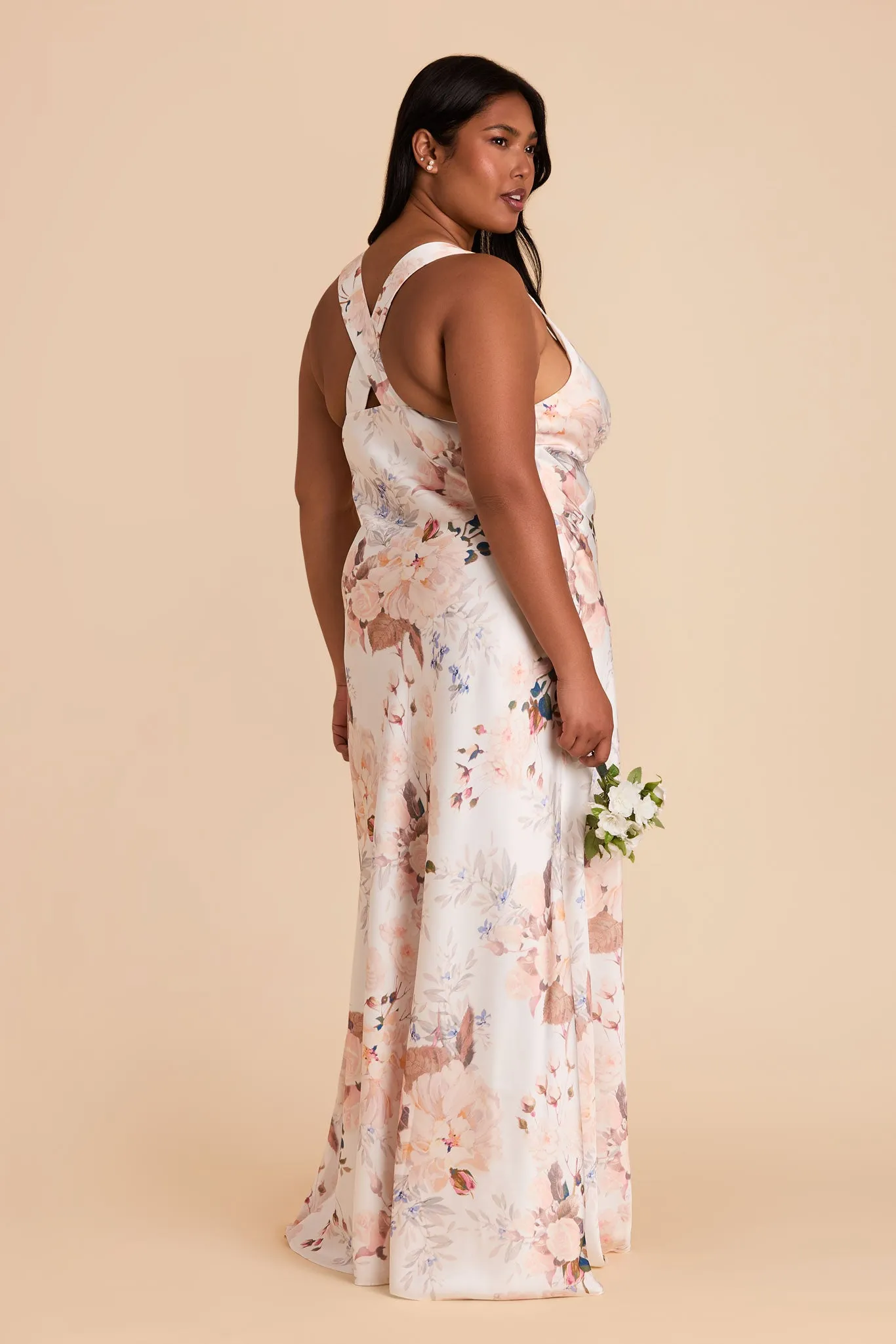 Veronica Matte Satin Dress - Champagne Cascadia Bouquet sold by Birdy Grey product image thumbnail 3