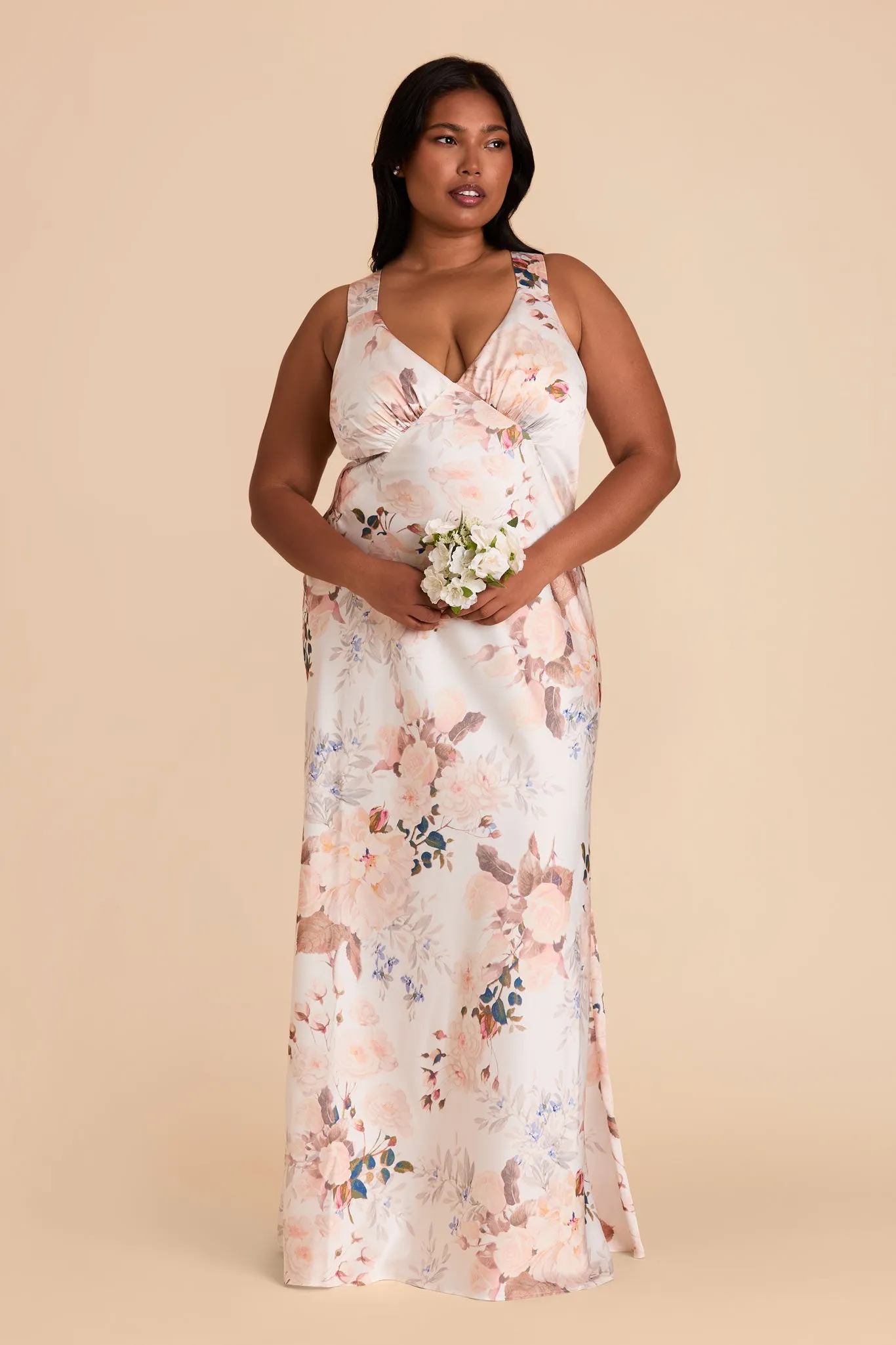 Veronica Matte Satin Dress - Champagne Cascadia Bouquet sold by Birdy Grey product image thumbnail 2