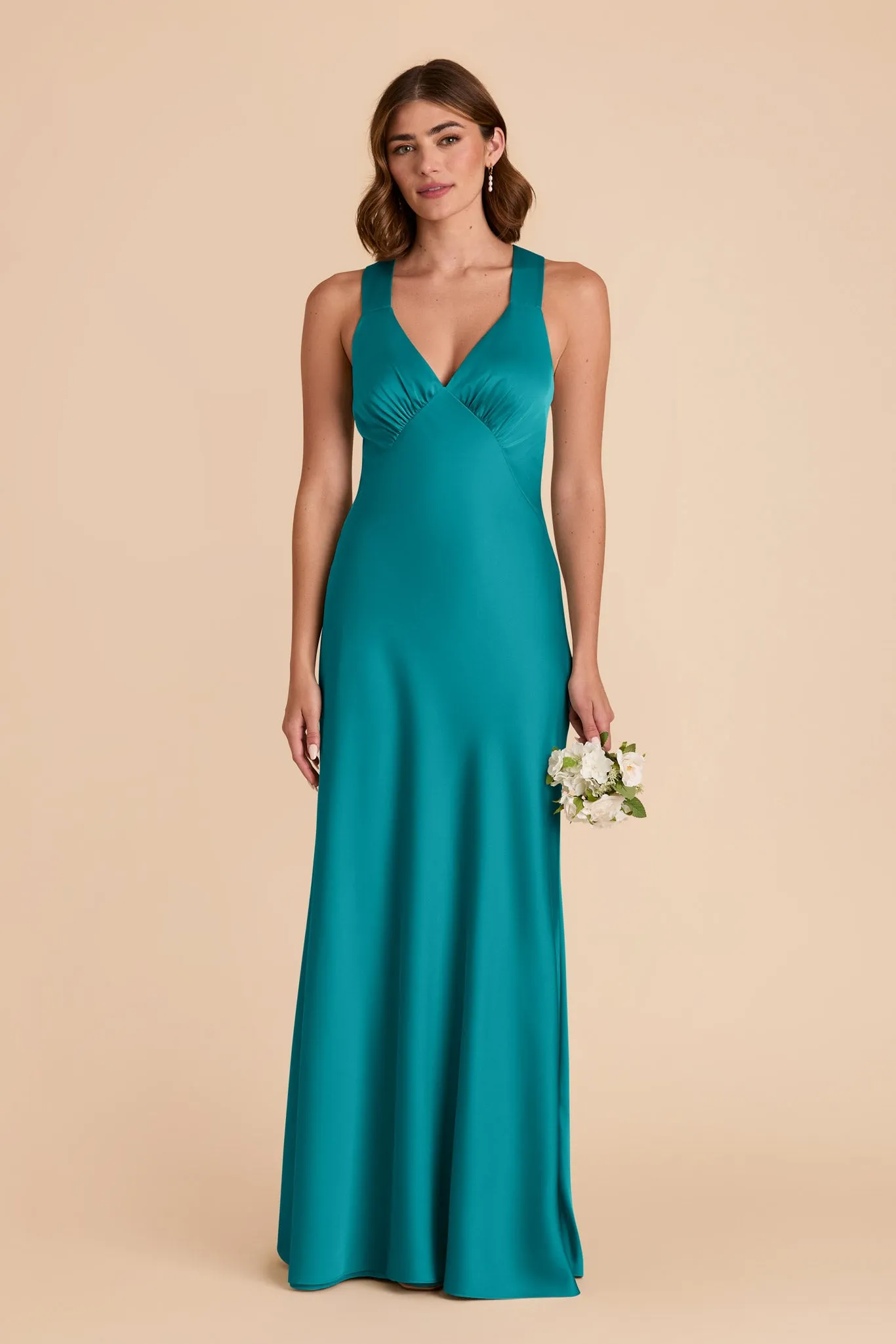Veronica Matte Satin Dress - Teal sold by Birdy Grey