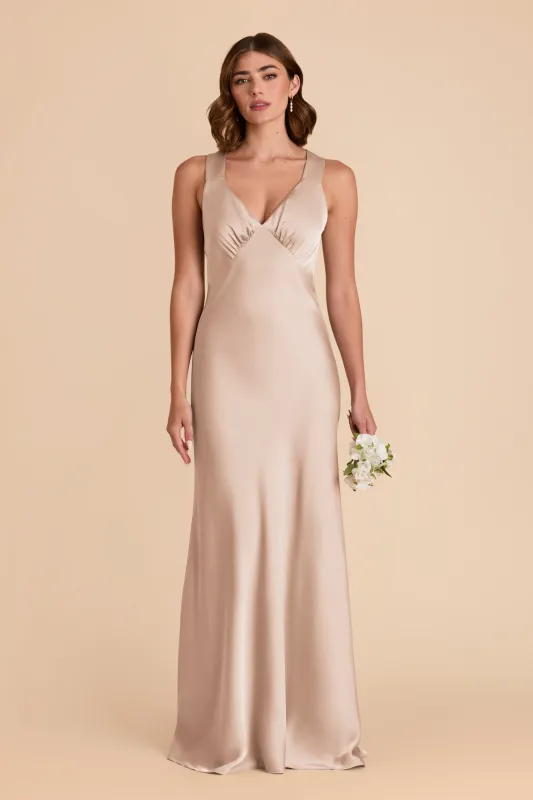 Veronica Matte Satin Dress - Taupe sold by Birdy Grey