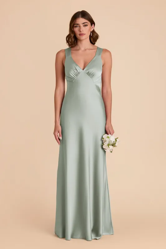 Veronica Matte Satin Dress - Sage sold by Birdy Grey