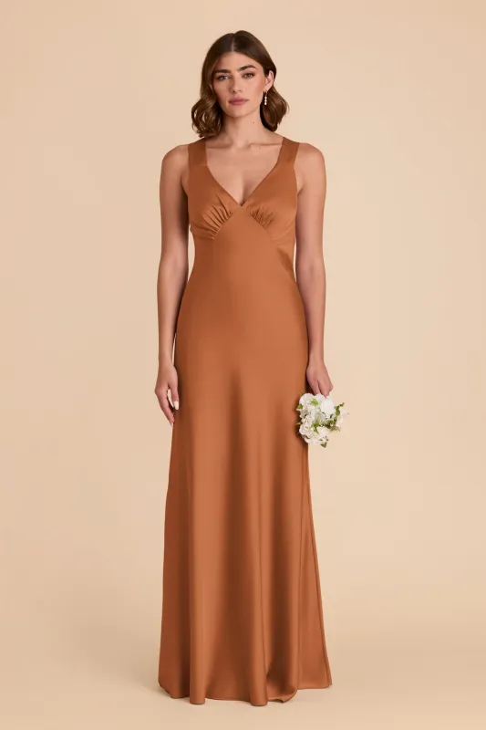 Veronica Matte Satin Dress - Rust sold by Birdy Grey