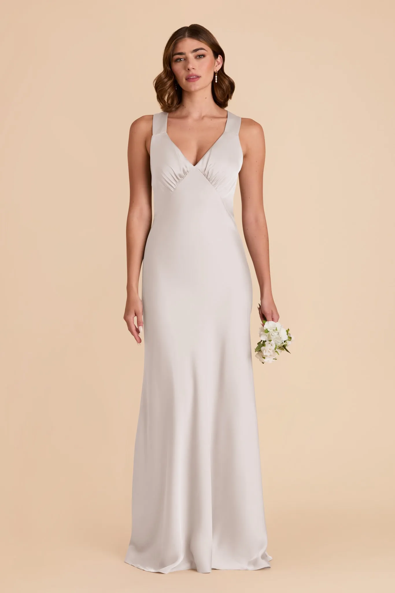 Veronica Matte Satin Dress - Platinum sold by Birdy Grey