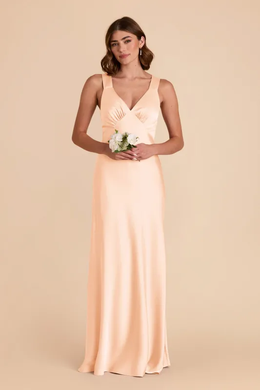 Veronica Matte Satin Dress - Peach Cream sold by Birdy Grey