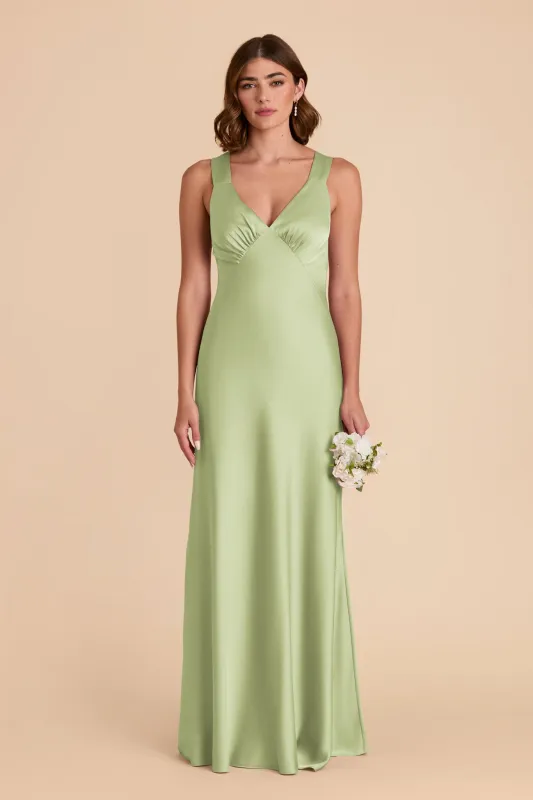Veronica Matte Satin Dress - Pale Pistachio sold by Birdy Grey
