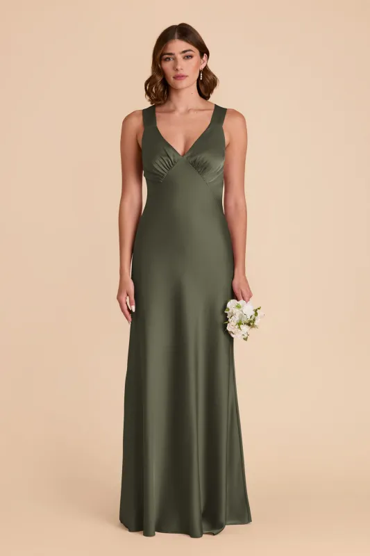 Veronica Matte Satin Dress - Olive sold by Birdy Grey