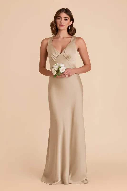 Veronica Matte Satin Dress - Neutral Champagne sold by Birdy Grey