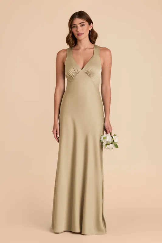 Veronica Matte Satin Dress - Moss Green sold by Birdy Grey