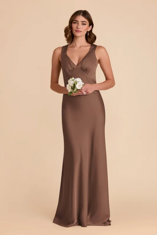 Veronica Matte Satin Dress - Mocha sold by Birdy Grey
