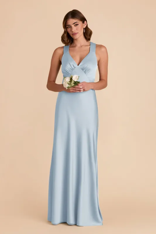 Veronica Matte Satin Dress - Mist Blue sold by Birdy Grey