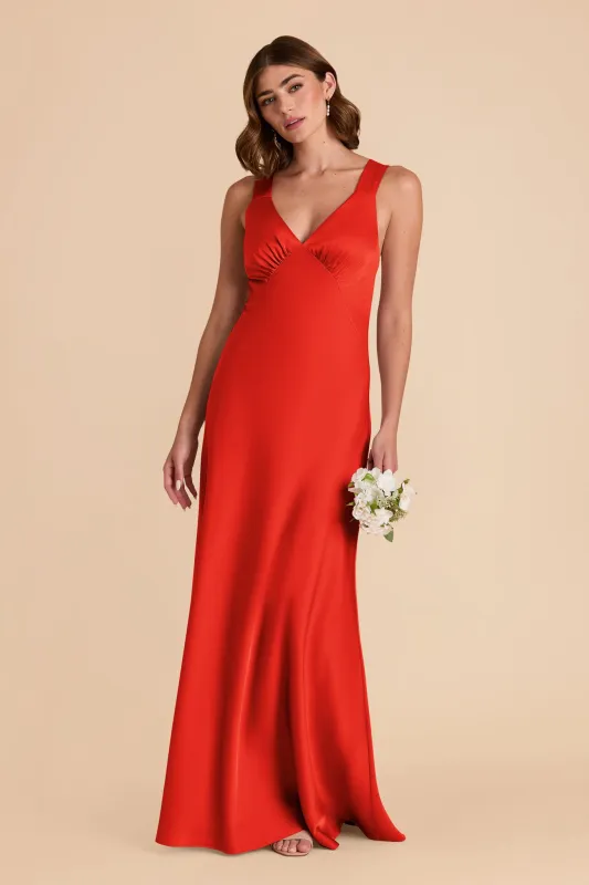 Veronica Matte Satin Dress - Lipstick Red sold by Birdy Grey