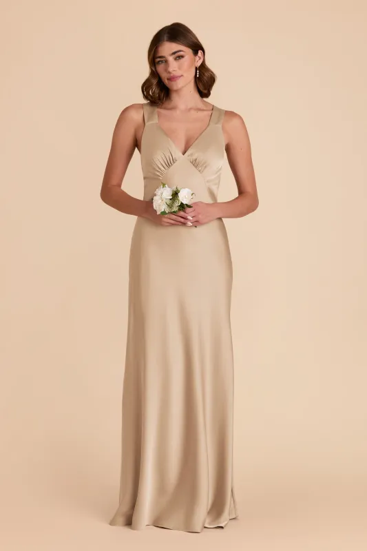 Veronica Matte Satin Dress - Gold sold by Birdy Grey