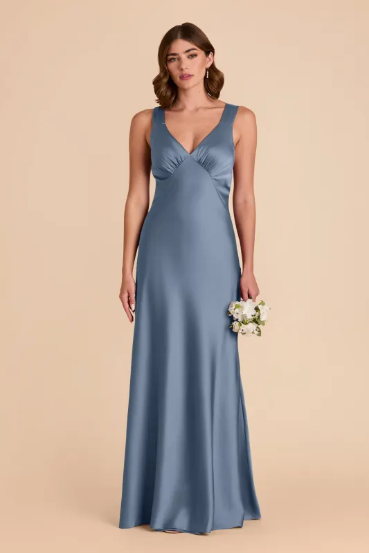 Veronica Matte Satin Dress - French Blue sold by Birdy Grey
