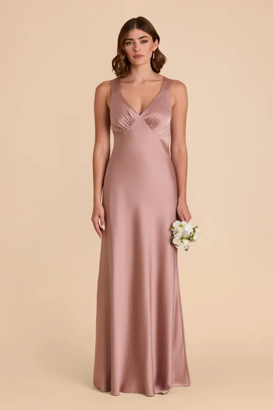 Veronica Matte Satin Dress - English Rose sold by Birdy Grey