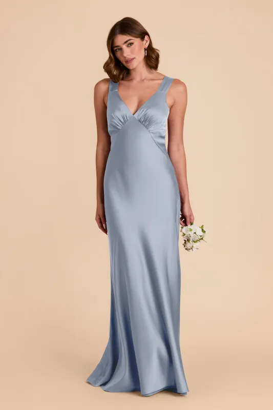 Veronica Matte Satin Dress - Dusty Blue sold by Birdy Grey
