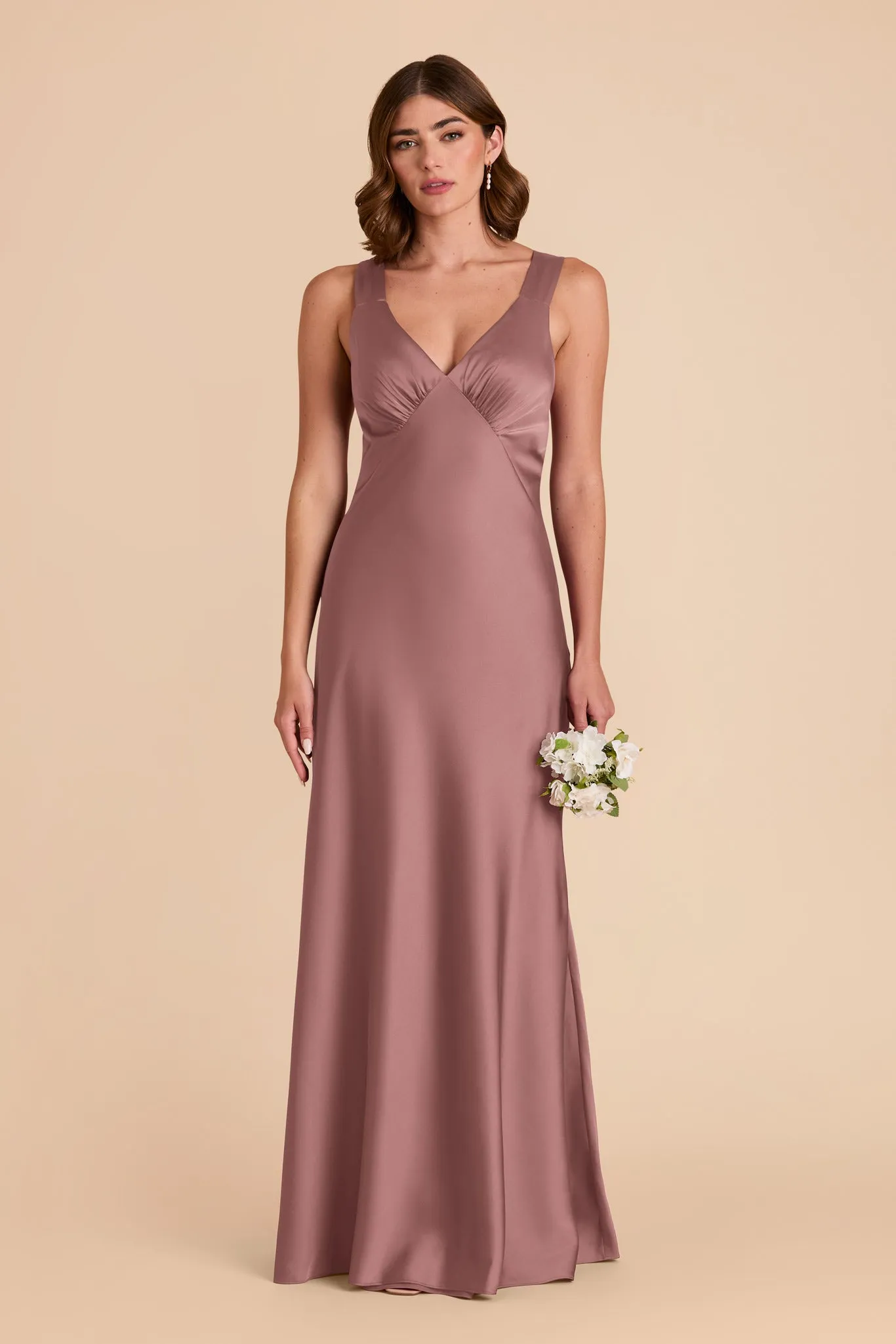 Veronica Matte Satin Dress - Dark Mauve sold by Birdy Grey