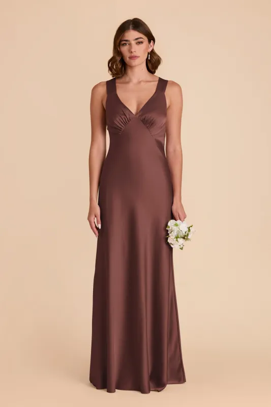 Veronica Matte Satin Dress - Chocolate Brown sold by Birdy Grey