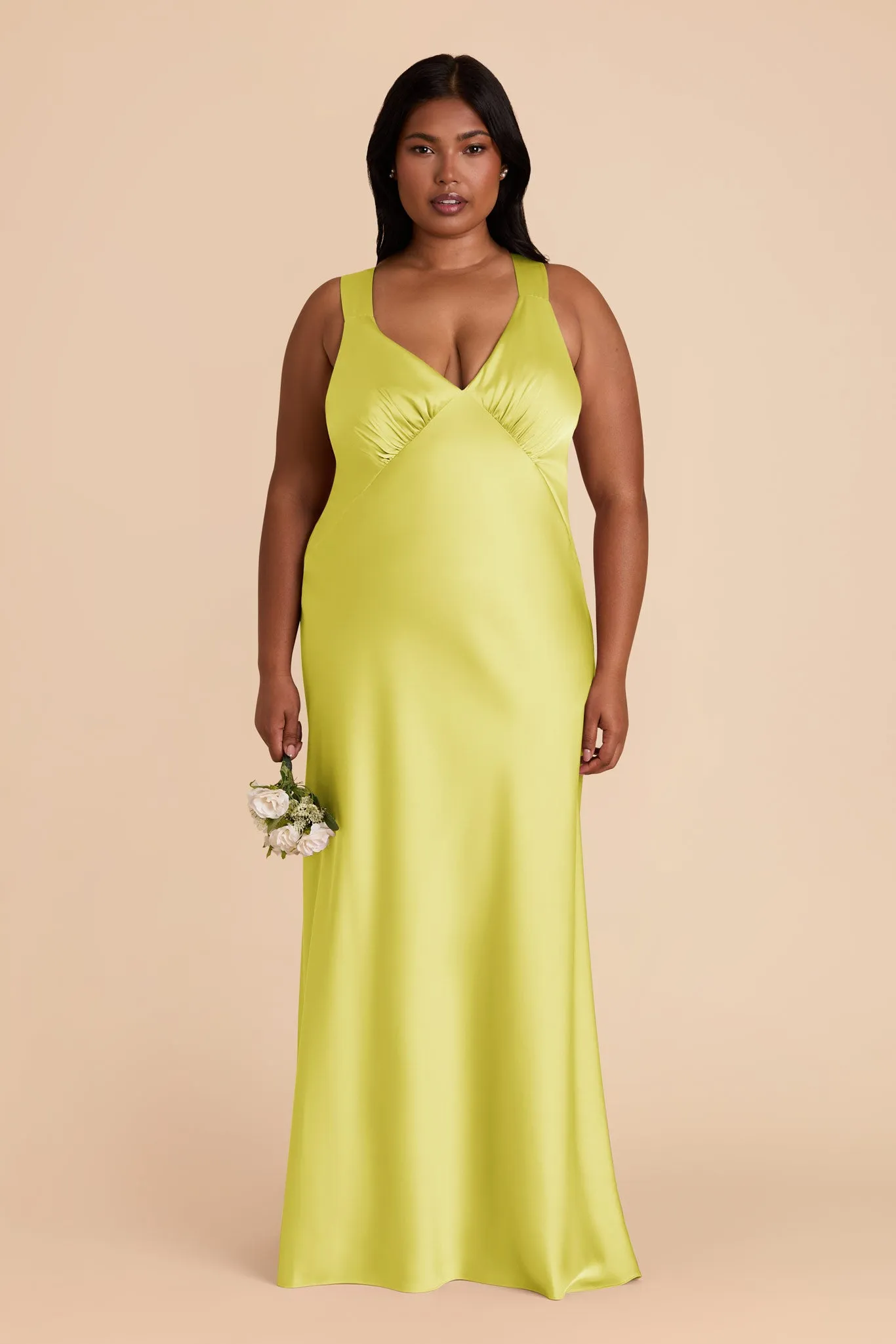Veronica Matte Satin Dress - Chartreuse sold by Birdy Grey product image thumbnail 2