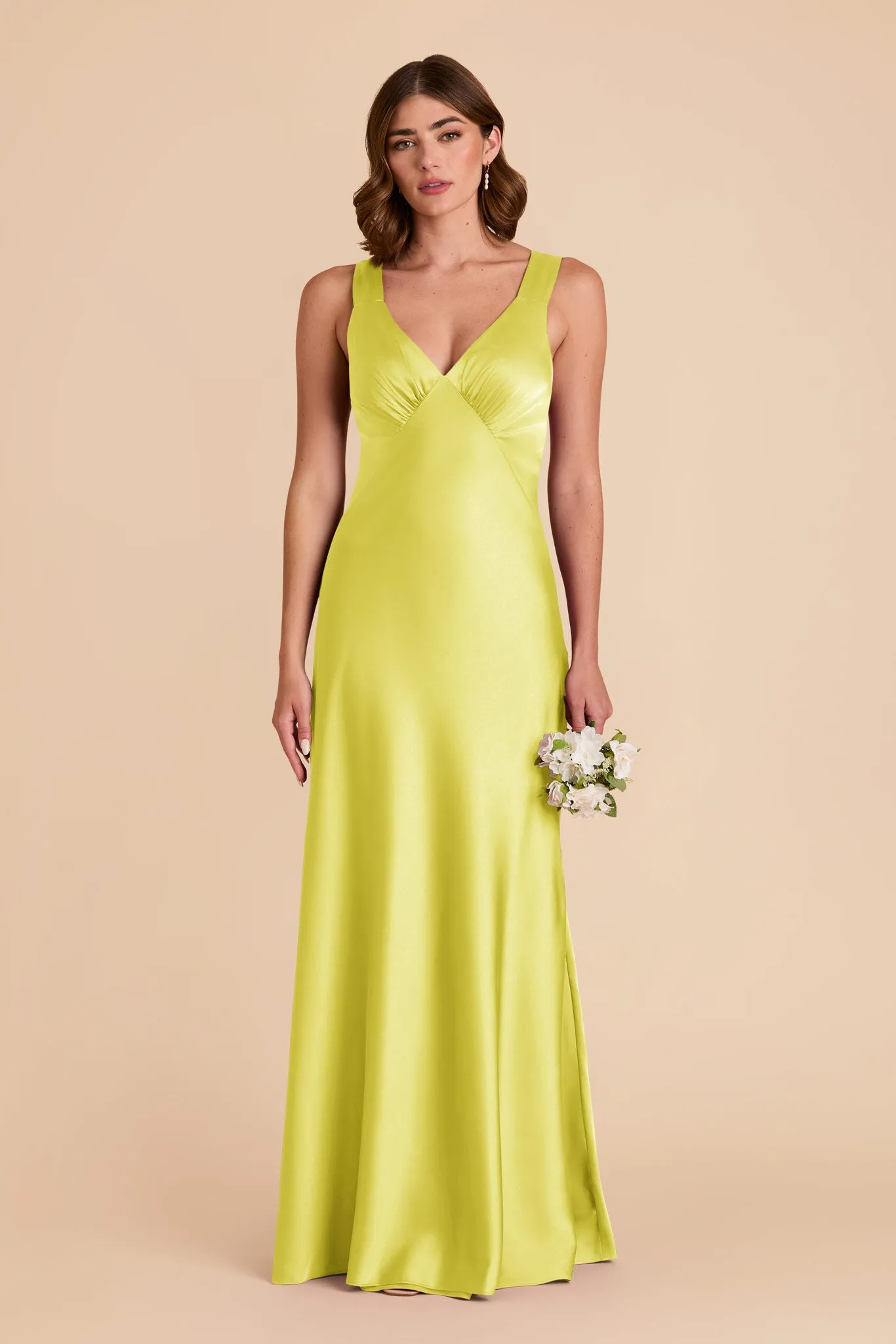 Veronica Matte Satin Dress - Chartreuse sold by Birdy Grey