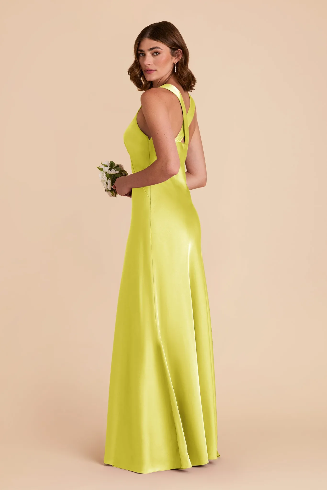 Veronica Matte Satin Dress - Chartreuse sold by Birdy Grey product image thumbnail 4